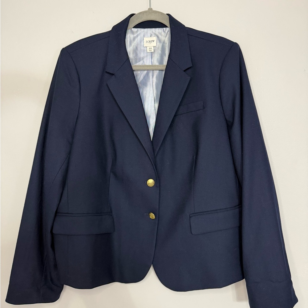 J. Crew Blue Women's Blazer with Gold Buttons